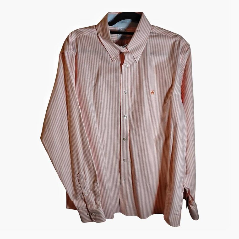 Brooks Brothers Pink & White Striped Button up Shirt‎ Size Large